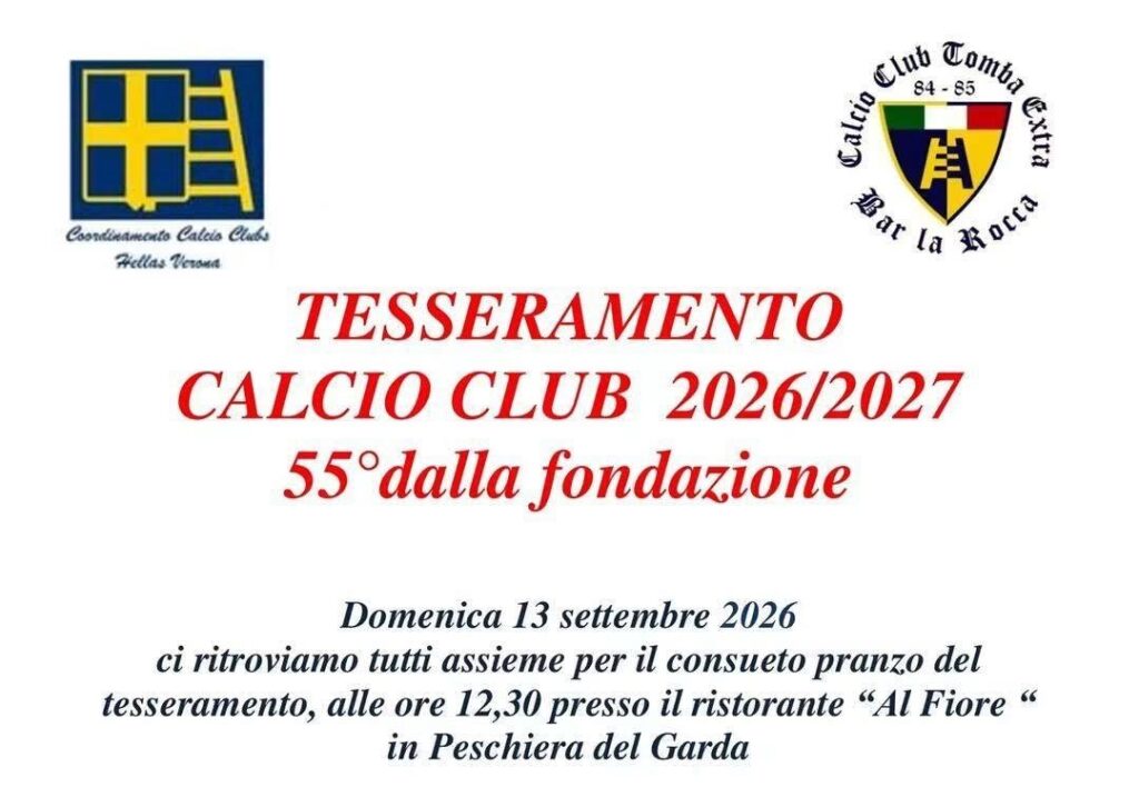 Pranzo Tesseramento Calcio Club \"Tomba Extra\"